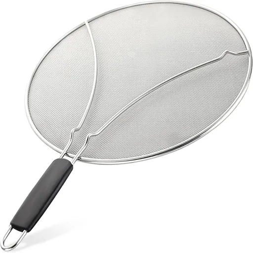Splatter Screen for Frying Pan (13”) - Grease Splatter Guard for Frying Pan - Oil Splatter Guard - Oil Splash Guard for Frying Pan - Stainless Steel Grease Screen for Stove Top (Black)