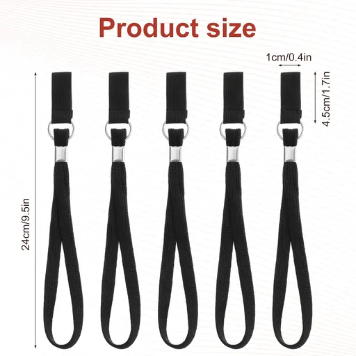 5PCS Walking Cane Wrist Strap Replacement, Black Adjustable Wrist Strap Lanyard Elastic Loop Universal Walking Cane Handle Crutch Straps Accessories for Foldable Sticks Standing Canes Seniors Crutches
