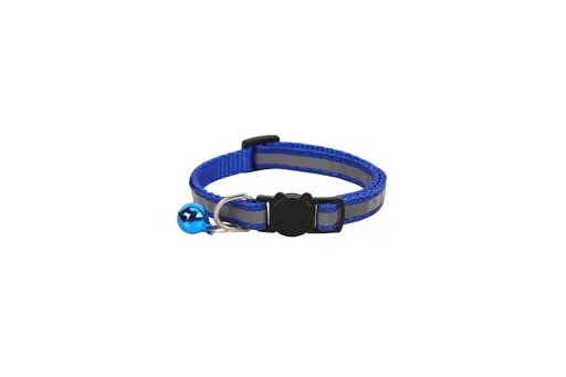 Cat Collar Pei Pet Reflective Safety Buckle Polyester Blue Width 1.0CM size 19-32 can be adjusted