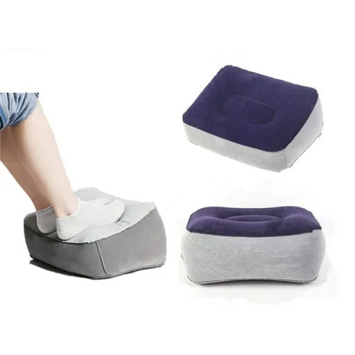 Inflatable Foot Rest Pillow Travel Cushion Portable PVC Flocking Relaxation Comfort Size Lightweight