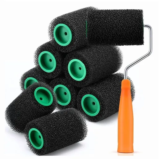 9 Pcs Textured Paint Roller Kit, 4 Inch Bed Liner Roller Covers with Frame for Truck Coatings and Non-Slip Surfaces,1 * handle 9 * rolling brush,As Shown