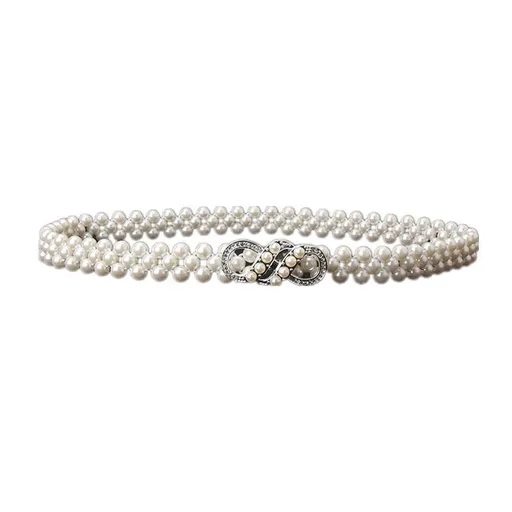 Women's Bead Chain Belt Pearl Waist Chain Dress Decorative Belt Waistband 8C - 8136