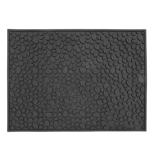 Non Slip Cup Mat Coffee Bean Design Desktop Bar Counter PVC Pad for Water Draining Filtering Black