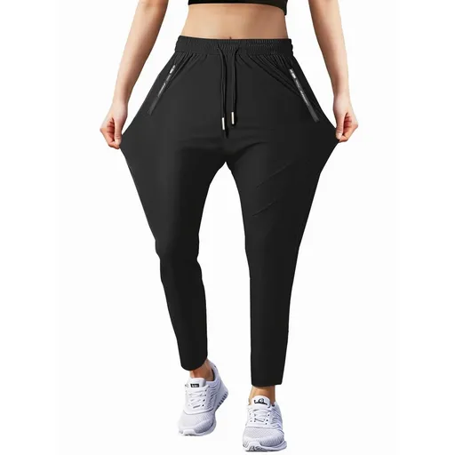 New Sport Stretch Active Pants for Women with Pockets Tapered Casual Workout Pants with Zipper Pocket
