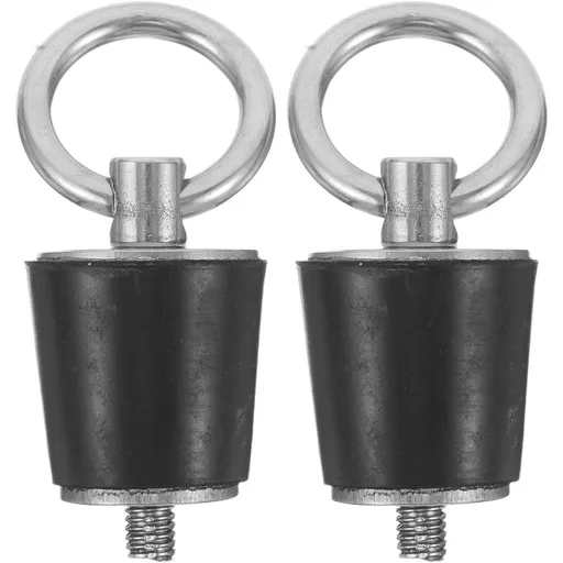 2pcs Boat Drain Plug with Pull Ring Stainless Steel Rubber Scupper Stopper Efficient Drainage Corrosion Resistance Black Finish Marine Use