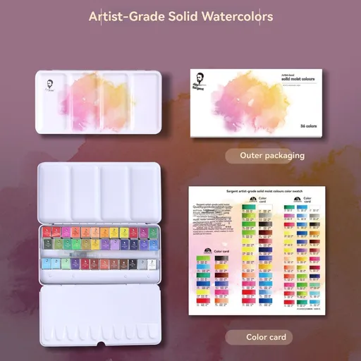 Pearlescent Watercolor Solid Paint Set Art Supplies Watercolor Paints Luminous - Multi-color - Size Sargent36