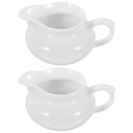 Set of 2 Ceramic Gravy Boats with Handle, Portable Sauce Dispensers for Kitchen and Dining Table, for Home Kitchen Cooking and Food