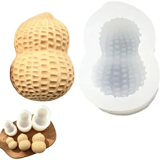Creative Peanut Shaped Silicone Baking Mold, Multipurpose Chocolate Making Tool, Reusable Peanut Mold for Home Kitchen Cafe Restaurant DIY Dessert Baking (White-M)