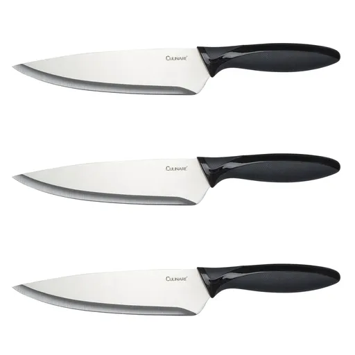3Pc Set 18.5cm Culinare Chef Knife Cutlery Tool Kitchen Stainless Steel Cutting