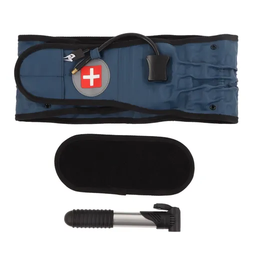 Back Decompression Belt Inflatable Relaxing Muscles Traction Function TPU Material Lower Back Support Device Blue Silver Inflator L