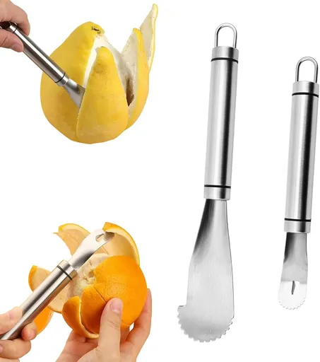 Stainless Steel Orange Peeler Tool Grapefruit Knife, Lemon Citrus Peel Cutter Vegetable Slicer Fruit Tools Kitchen Gadgets (2 Pack)