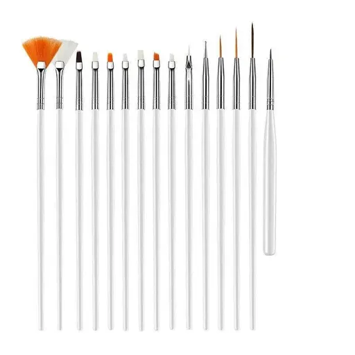 Nail Art Design Brushes Dotting Pen Tool Set Painting Uv Gel Drawing Brush 15Pcs - White