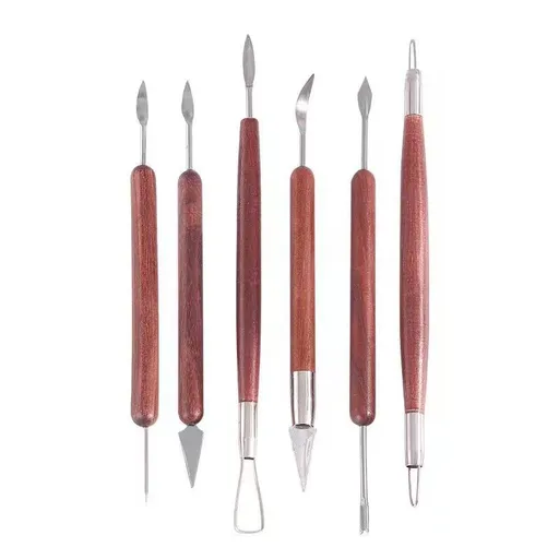 Fashion Road 6Pcs Clay Sculpting Tools, Clay Tools Pottery Tools Wooden Handle Double-Sided Set for Pottery Ceramics Sculpting