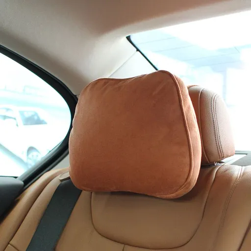 Car Headrest Cushion Memory Foam Pure Cotton Ocher brown, single pack