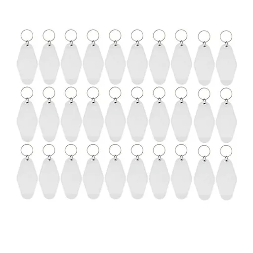30Pack Motel Keychain Blanks Vintage Motel Keychains Sublimation Blank Keychain for Vinyl DIY Crafting Keychain White