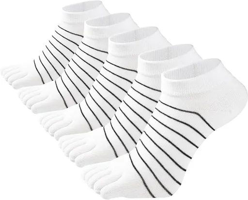 Women's Cotton Toe Socks 5 Pairs for Yoga Running, Five Finger Separated Design Reduces Friction Blisters, Breathable Moisture-Wicking Low-Cut Athletic Socks