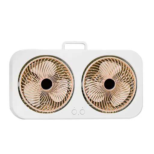 Tabletop Dual Fan USB Rechargeable Silent Air Circulation Fan with Brushless Motor Multi Speed Control for Home Dormitory Orange