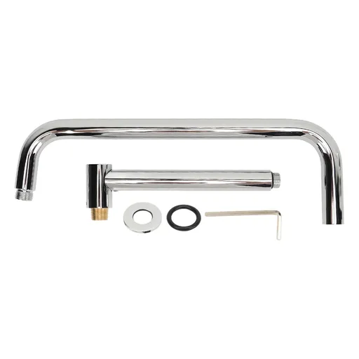 Shower Head Extension with Flange S Shape Shower Arm Wall Mount Rotatable Stainless Steel Shower Pipe for Bathroom Electroplate