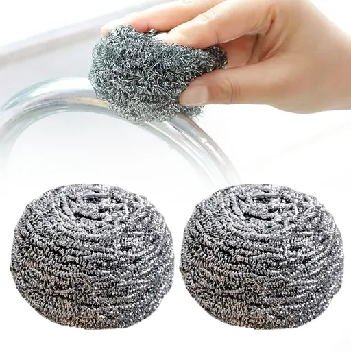 12Pcs Silver 304 Stainless Steel Scrubber Balls, 10x8cm, Food Grade Wool, Reusable for Pots & Grill Racks (1 set of 12)