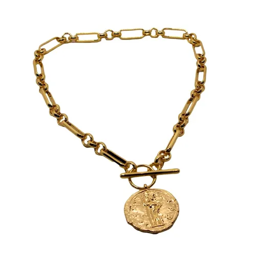Chain Vintage OT Clasp Necklace Elegant Jewelry for Women Fashion Necklace - Gold-Chain