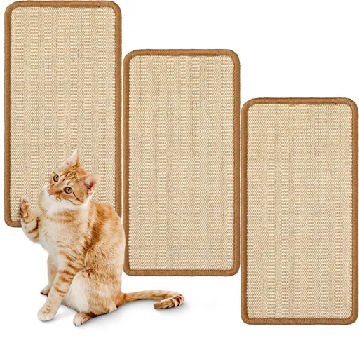 3 Packs Cat Scratching Mat, 15.7 x 11.8 Inch Natural Sisal Cat Scratch Pad Mats for Indoor Cats, Horizontal Cats Wall Scratcher Kitten Floor Rug, Furniture Protector