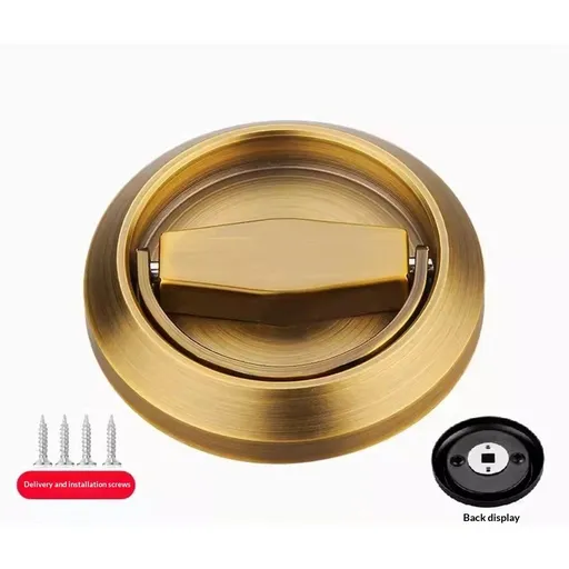 2pcs Recessed Door Handles, Round Flush Pulls Stainless Steel Furniture Locks Hidden Embedded Fireproof Door Furniture (yellow)