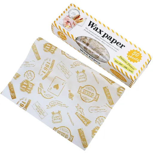 Wax Paper, Food Picnic Paper, 50 sheets Grease Proof Paper, Waterproof Dry Hamburger Paper Liners Wrapping Tissue for Plastic Food Basket B