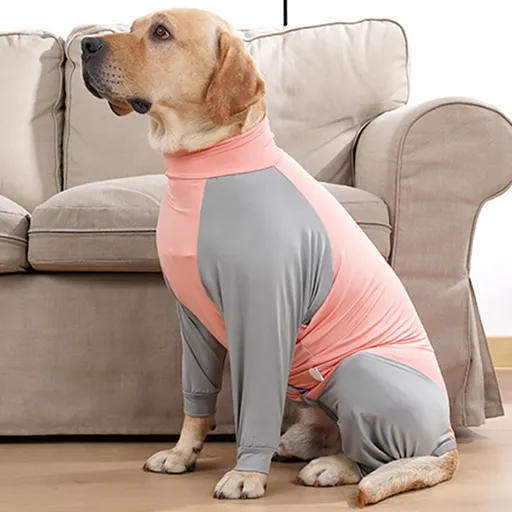 Dog Onesie Surgery Recovery Suit for Large Medium Bodysuit Dogs Pajamas PJS Full Body for Shedding, Prevent Licking, Wound Protection M Pink