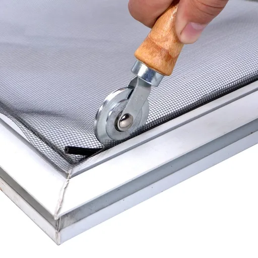 Double Window Installation Roller with Wooden Handle and Steel Wheels - Durable Tool for Home Screen Door