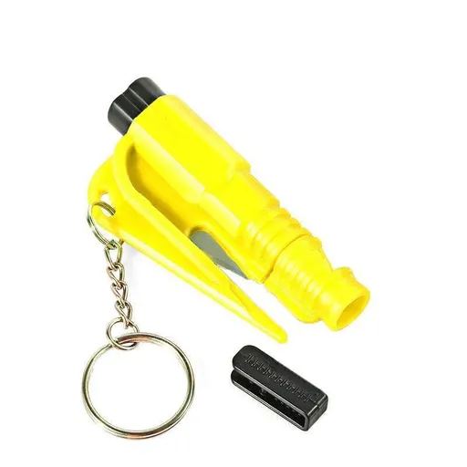 3 In 1 Car Window Glass Breaker Emergency Escape Tool with Cutter - Yellow