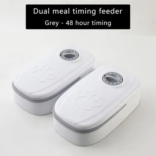 Automatic Pet Feeder with Timer for Cats & Dogs | 48-Hour Programmable Food Dispenser for Dry or Wet Food | Double Bowl Feeder with Portion Control & Ice Pack Compartment for Fresh Meals
