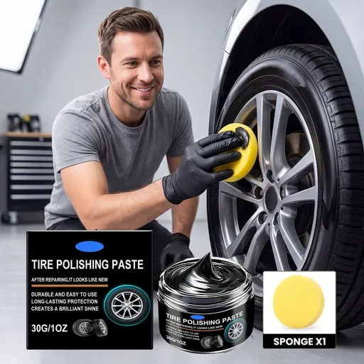 Tire Shine Gel, Wheel Cleaning Wax, Long-Lasting Tire Dressing for Deep Black Wet Gloss Finish, UV Protection for Cars, Trucks, Motorcycles & RVs