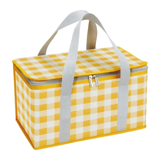 Green Insulated Collapsible Cooler Bag for Groceries and Picnics yellow