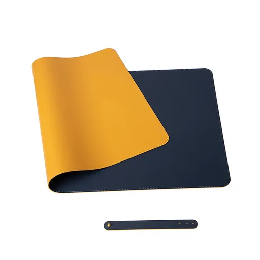 Desk Pad Dual Side Waterproof PU Leather 90cm x 45cm Dark Blue