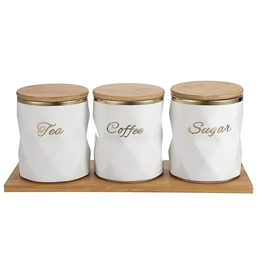 Ceramic Sealed Storage Jar Kitchen Spice Coffee Tea Container Airtight Canister - White