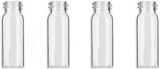iSnuff Sample Bottle - 5ml Clear Glass with Screw Cap Lid and Scoop - Refillable for Travel, Preservation, Test Container for Spice and Small Items - 4 Pack