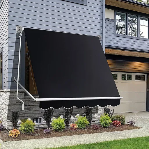 Pivot Arm Awning – 2.4m x 2.1m Black Retractable Window Awning