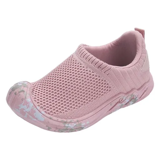 Kids Breathable Fly Woven Running Shoes single net pink 30 yards within the length of 18.5CM