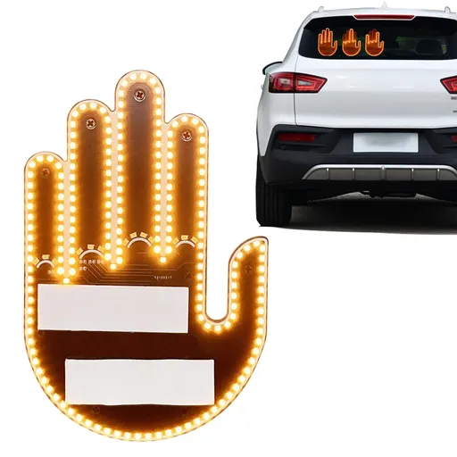 Glow Car Back Window Sign Car Finger Gesture Light with Remote, Warning Reminder Light Funny Car Truck Decor for Men Women