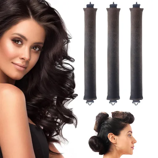 3 pcsHeatless Hair Curler, Flexi Rods with Hook, Heatless Curling Rod for All Hair Types, No Heat Curlers