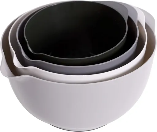 Classic Mixing Bowl Set, BPA Free Plastic, Microwave and Dishwasher Safe (Set of 4, Grey),3.5 quarts