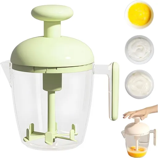 Multifunctional Egg Beater with Filter Cup, Practical Manual Egg Mixer with Scale Lines, Spill-Resistant Design for Efficiently Whisking Eggs and Batters in Kitchen Baking