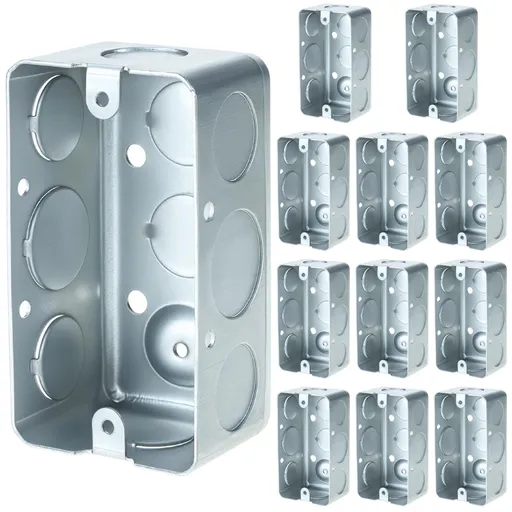 Electrical Box 12-Pack, 4x2 Inch Outlet Box,13 Cubic Inches, Ten 1/2 Inch Knockouts Electrical Box,1-7/8" Deep, Galvanized Steel