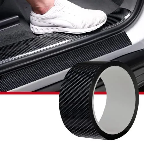 1.2In x 33Ft Universal Car Door Edge Protector, Carbon Fiber 5D Gloss Black Vinyl Wrap Film with Anti-Collision Protection for Most Vehicles - Black - Size 1.2In x 33Ft