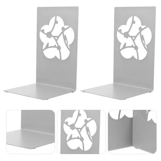 Crafted Metal Bookends Sturdy and for Home Office Use 2Pcs