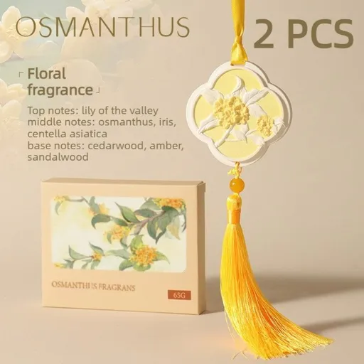 2 pcs Fragrance Stone Hanging Ornament, Long-Lasting Odor-Removing Scent Tablet for Car & Wardrobe—Yellow