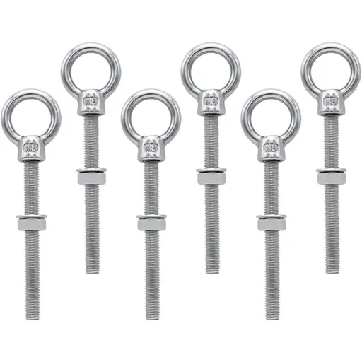 Eye Bolts M8 X 80Mm Stainless Steel Metric Thread M8 Eye Bolts For Fixing And Hanging, 6 pcs