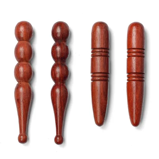 4 PCS Massage Wooden Stick Small Muscle Scraper Manual Back Neck Foot Massager Smooth Wood Rod Acupuncture Point Massager