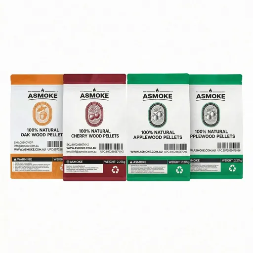 ASMOKE 4-Piece Premium Wood Pellet Variety Pack - Oak, Cherry & 2x Apple (4 x 2.27kg Bags)