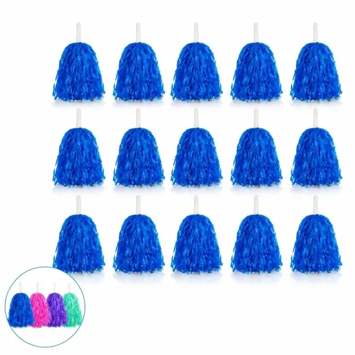 15Pcs Cheerleading Pom Poms, Plastic Pompoms with Handles Cheer Squad Team Spirited Fun Pom Poms for Party, Sports Dance Cheer, Performance Celebration, Pink